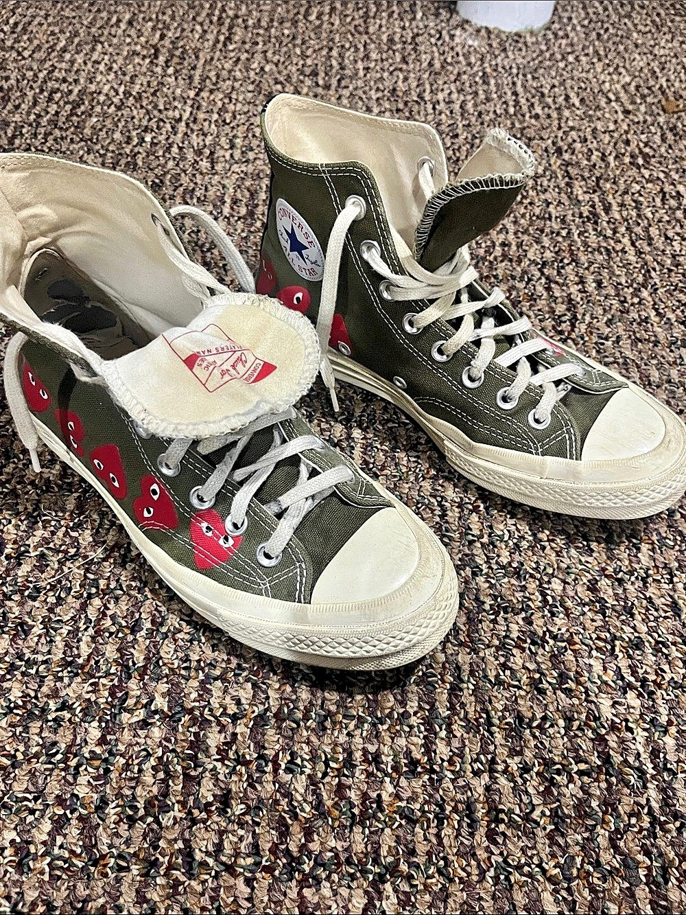 Converse Comme des Garçons PLAY x Converse Chuck 70 High Multi-Heart Olive Chuck